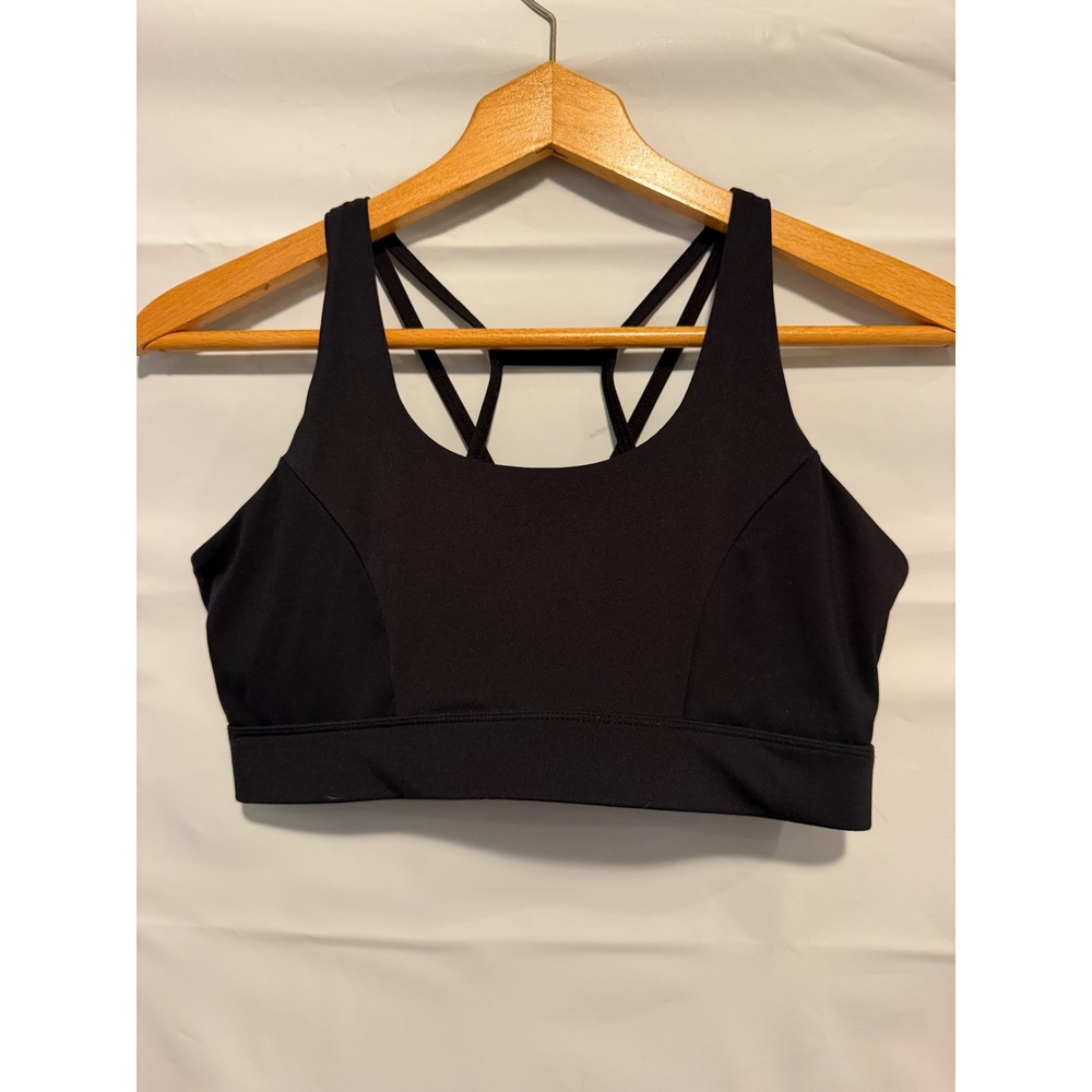 Running Girl Black Strappy Back Sports Bra Medium Impact Size M